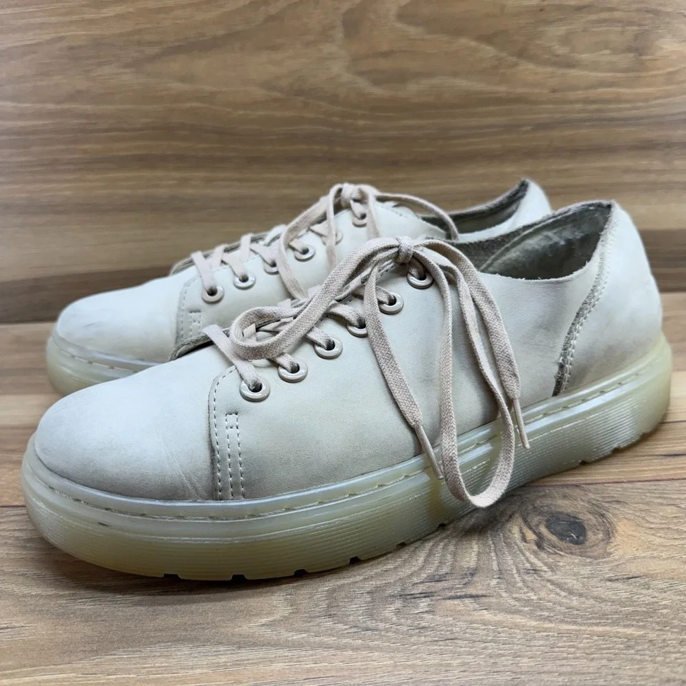 Dr Martens Dante Beige Nubuck Leather Mens 8 Casual Chunky Oxfords Womens 9‎